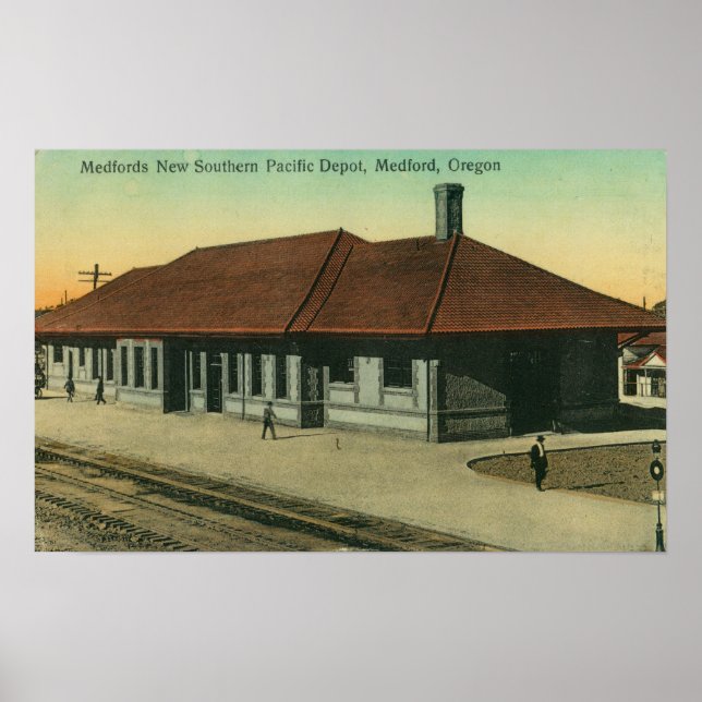 Southern Pacific Railroad Depot in Medford, OR Poster (Front)