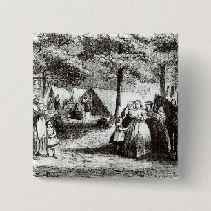 Southern refugees encamping in the woods 2 inch square button