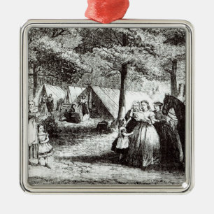 Southern refugees encamping in the woods metal ornament