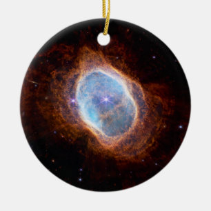 Southern Ring Planetary Nebula NIRCam JWST Ceramic Ornament