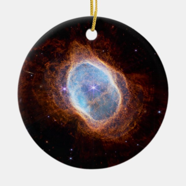 Southern Ring Planetary Nebula | NIRCam | JWST Ceramic Ornament (Front)