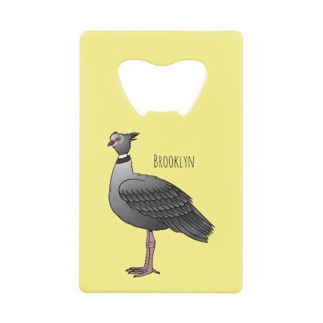 Southern screamer bird cartoon illustration credit card bottle opener (Front)