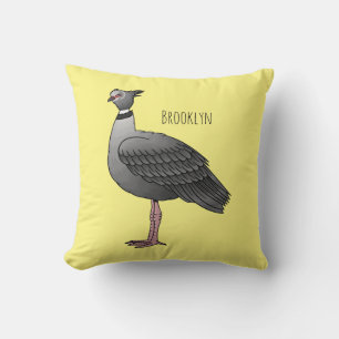 Southern screamer bird cartoon illustration throw pillow