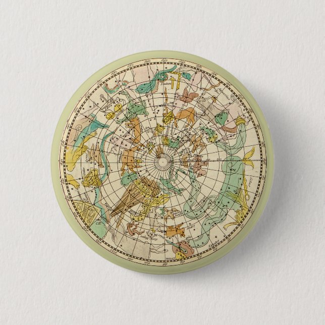 Southern Sky Star Chart and Constellations Map 2 Inch Round Button (Front)