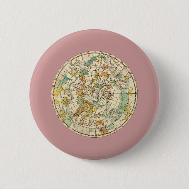 Southern Sky Star Chart and Constellations Map 2 Inch Round Button (Front)
