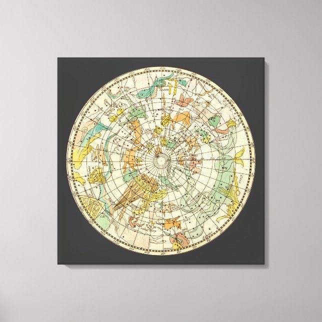 Southern Sky Star Chart and Constellations Map Canvas Print (Front)