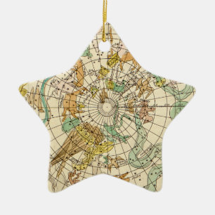 Southern Sky Star Chart and Constellations Map Ceramic Ornament