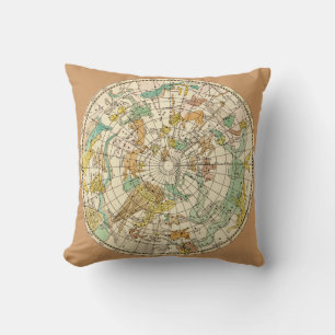 Southern Sky Star Chart and Constellations Map Throw Pillow