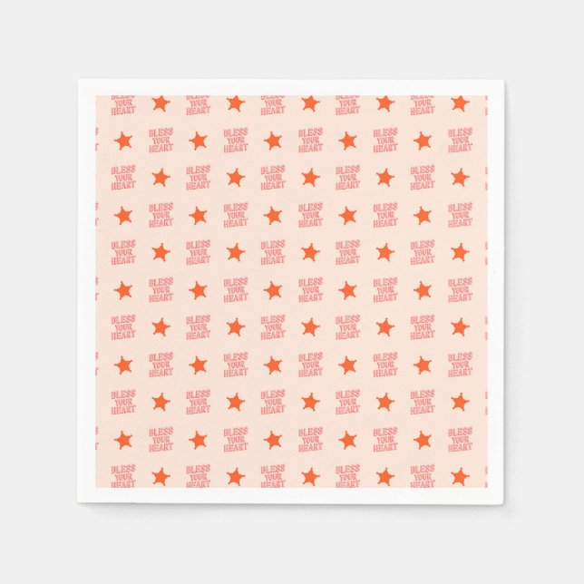 Southern Snark: Bless Your Heart (pink & orange) Napkin (Front)