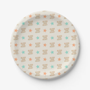 Southern Snark: Bless Your Heart (teal & coral) Paper Plate