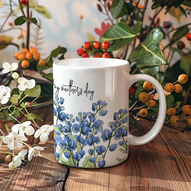 Southern Spring Bluebonnets  Coffee Mug (Bluebonnets on customizable coffee mug for Mother's Day or Birthdays.  Rustic flair. )