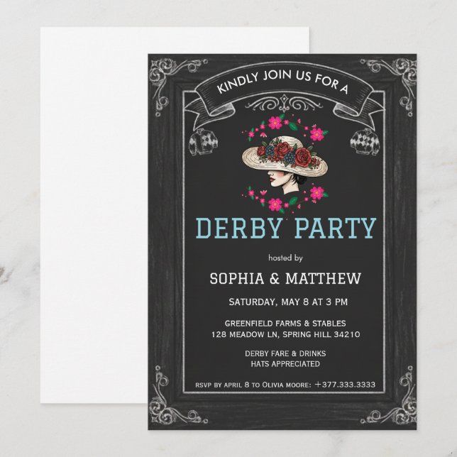 Southern Style Derby Party Invitation (Front/Back)