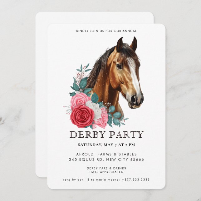 Southern Style Derby Party Invitation (Devant / Derrière)
