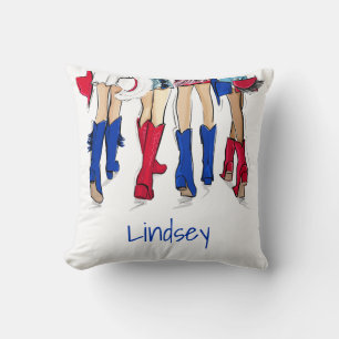 Southern Texas Fashion Cowboy Boots Blue Name Throw Pillow