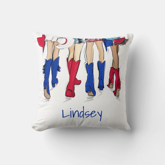 Southern Texas Fashion Cowboy Boots Blue Name Throw Pillow (Front)