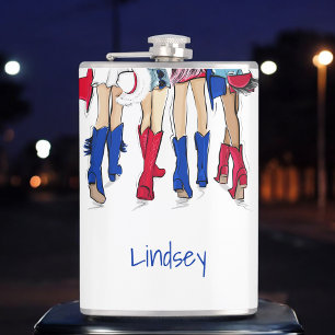 Southern Texas Ladies Fashion Cowboy Boots Blue  Hip Flask