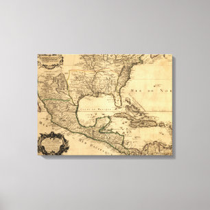 Southern United States and Central America Map Canvas Print