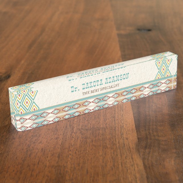 Southern western boho tribal office gifts nameplate (Side)