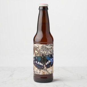 Southern White Admiral Blue Butterfly Painting Beer Bottle Label
