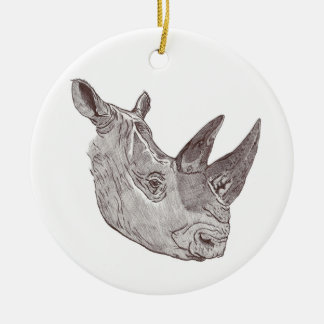 Southern White Rhinoceros Round Christmas Ornament