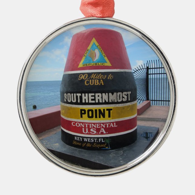 Southernmost point Key West Buoy Metal Ornament (Front)