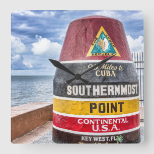 Southernmost Point Key West Square Wall Clock