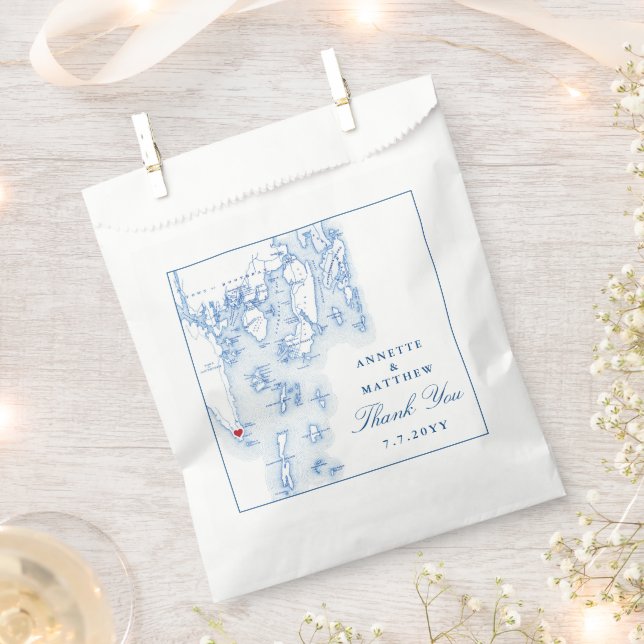 Southport Newagen Seaside Inn Blue Wedding Favour Bag (Clipped)