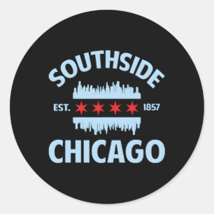 Southside Chicago Flag Skyline Classic Round Sticker