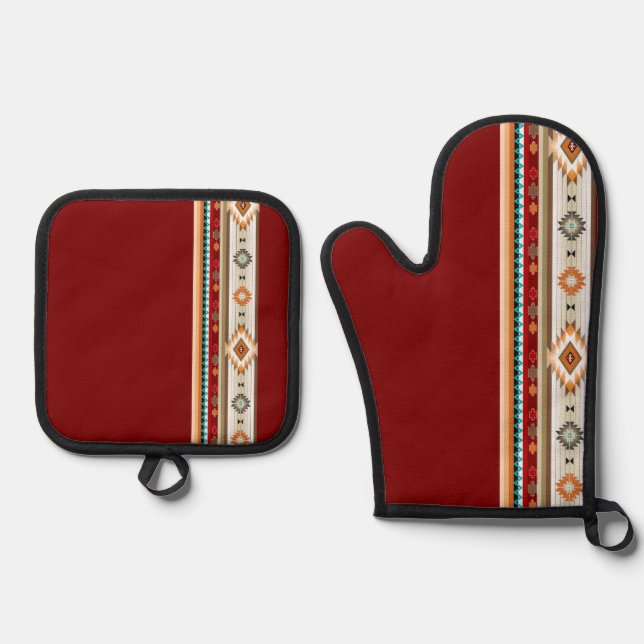 Southwest 2 - changeable colours oven mitt & pot holder set (Front)
