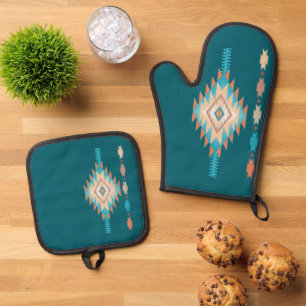 Southwest 4 - changeable colour oven mitt & pot holder set
