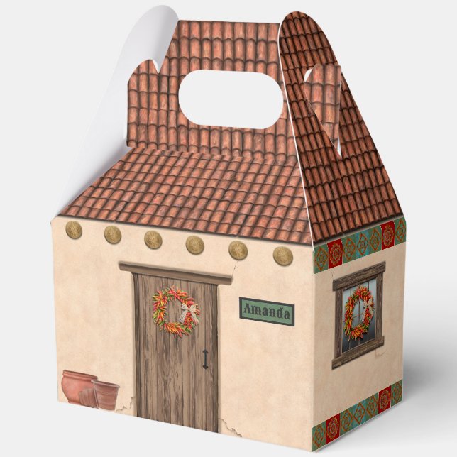 Southwest Adobe and Terracotta Tile House Design Favor Box (Front)
