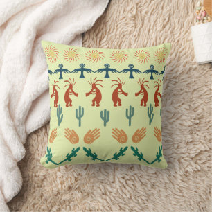 Southwest American Indian Tribal Petroglyphs Art Throw Pillow