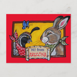 Southwest Arizona Rabbit Quail Desert Souvenir Postcard