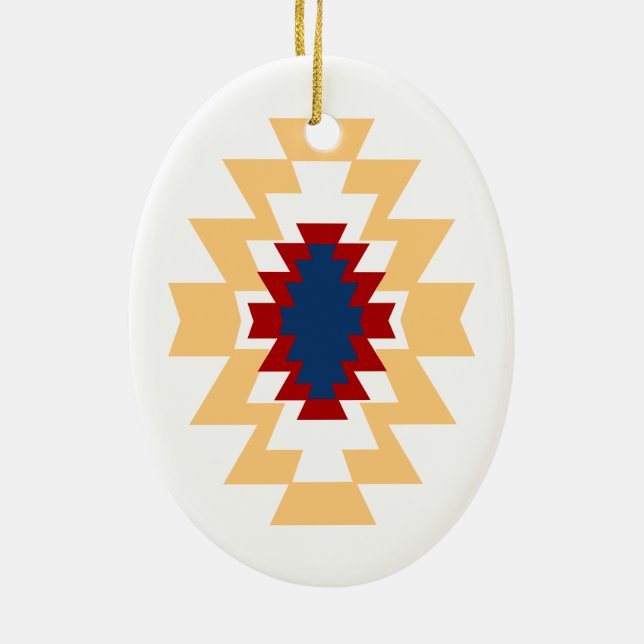 Southwest Aztec Native American Tribal Design Ceramic Ornament (Back)