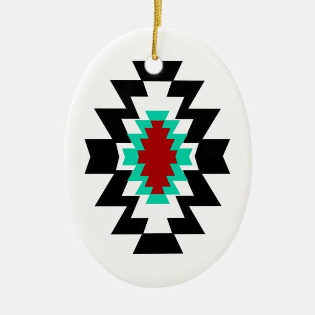 Southwest Aztec Native American Tribal Design Ceramic Ornament (Front)