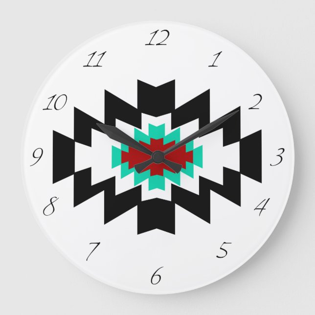 Southwest Aztec Native American Tribal Design Large Clock (Front)