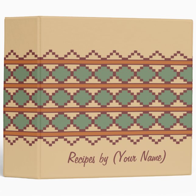 Southwest Aztec Tribal Indian Kitchen Recipe Book Binder (Front/Spine)
