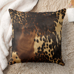 Southwest Black Brown Gold Cowhide Throw Pillow