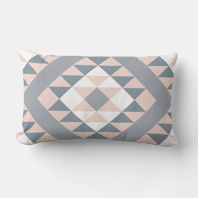 Southwest Blanket Pattern Blush and Grey Lumbar Pillow (Front)
