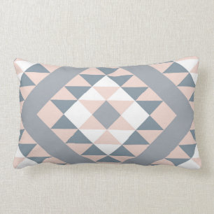 Southwest Blanket Pattern Blush and Grey Lumbar Pillow