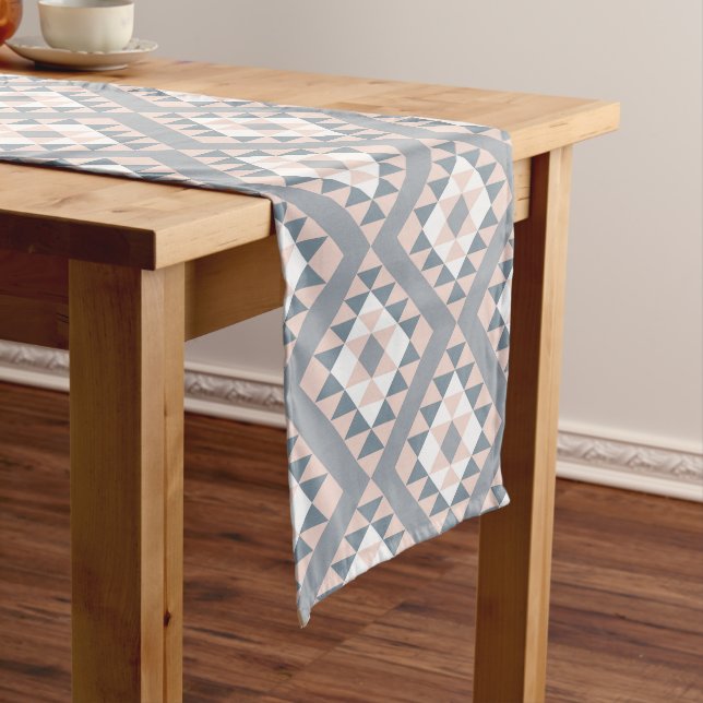 Southwest Blanket Pattern Blush Grey Short Table Runner (In Situ)