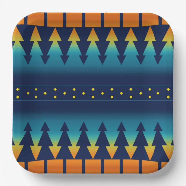 Southwest Blanket Style Sunset Pines  Paper Plate (Front)
