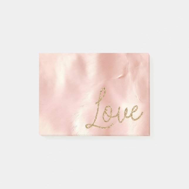 Southwest Blush Pink Cowgirl Cowhide Glitter Love Post-it Notes (Front)