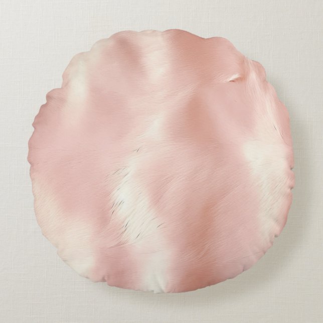 Southwest Blush Pink Cowgirl Cowhide Round Pillow (Front)