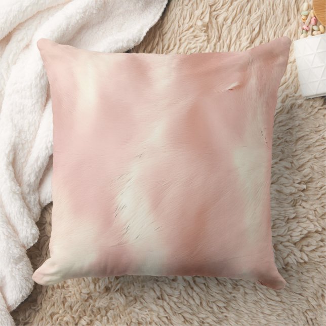 Southwest Blush Pink Cowgirl Cowhide Throw Pillow (Blanket)