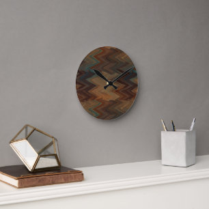 Southwest Brown Chevron Round Clock