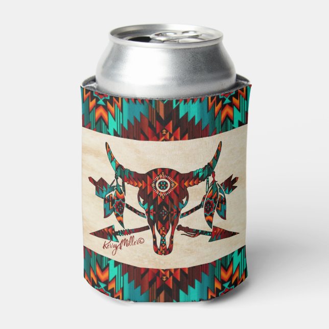 Southwest Buffalo Skull And Arrows Can Cooler (Can Front)