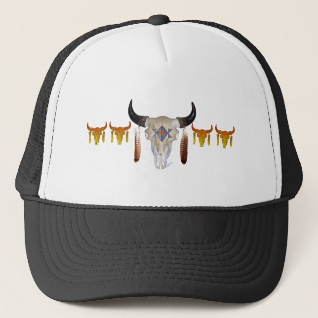Southwest Buffalo Skull Trucker Hat (Front)