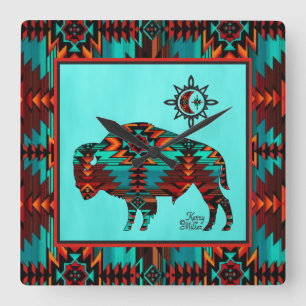 Southwest Buffalo Square Wall Clock