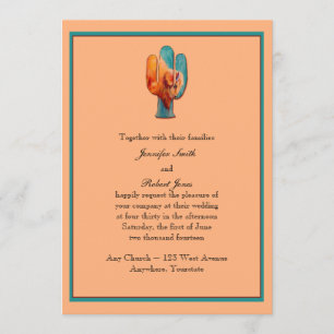 Southwest Cactus and Buffalo Wedding Invitation